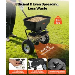 VEVOR Walk-Behind Spreader, 12ft Spreading Width, Push Broadcast Spreader with 13