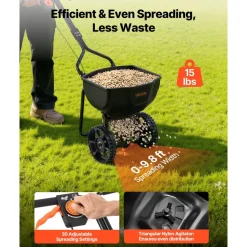 VEVOR Walk-Behind Spreader, 9.8ft Spreading Width, Push Broadcast Spreader with 10