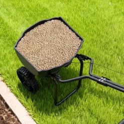 VEVOR Walk-Behind Spreader, 9.8ft Spreading Width, Push Broadcast Spreader with 10
