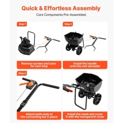 VEVOR Walk-Behind Spreader, 9.8ft Spreading Width, Push Broadcast Spreader with 10