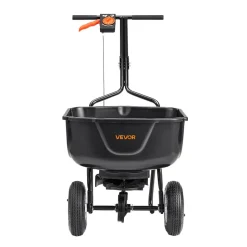 VEVOR Walk Behind Spreader, 60LBS Capacity, Push Spreader with Hopper Grate, 0-9.8 ft Spreading Width, 8 in All Terrain Pneumatic Tires, Garden & Lawn Broadcast Spreaders, for Seed, Fertilizer