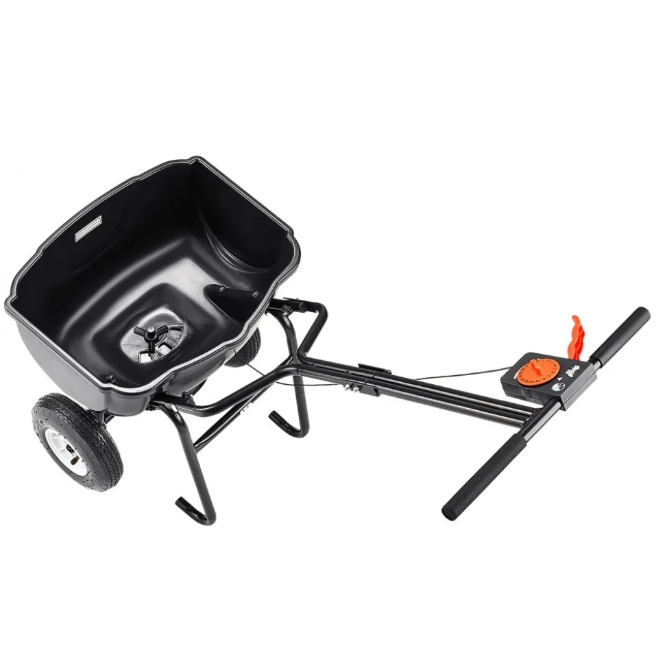 VEVOR Walk Behind Spreader, 60LBS Capacity, Push Spreader with Hopper Grate, 0-9.8 ft Spreading Width, 8 in All Terrain Pneumatic Tires, Garden & Lawn Broadcast Spreaders, for Seed, Fertilizer