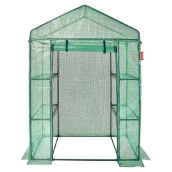 VEVOR Walk-in Green House, 4.6 x 2.4 x 6.7 ft, Greenhouse with Shelves, High Strength PE Cover with Doors, Windows and Steel Frame, Set Up in Minutes, for Planting and Storage