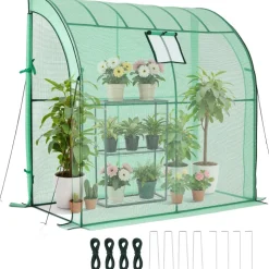 VEVOR Walk-in Green House, 78 x 39.4 x 78.7 in, Greenhouse with Shelves, High Strength PE Cover with Zipper Door and Steel Frame, Assembly in Minutes, Suitable for Planting and Storage