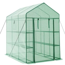 VEVOR Walk-in Green House, 54 x 81.1 x 77.2 in, Greenhouse with Shelves, High Strength PE Cover with Zipper Door and Steel Frame, Assembly in Minutes, Suitable for Planting and Storage