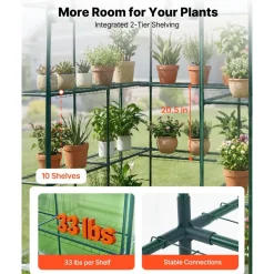 VEVOR Walk-in Green House, 54 x 54 x 77.2 in, Greenhouse with Shelves, High Strength PE Cover with Zipper Door and Steel Frame, Assembly in Minutes, Suitable for Planting and Storage