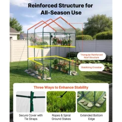 VEVOR Walk-in Green House, 54 x 54 x 77.2 in, Greenhouse with Shelves, High Strength PE Cover with Zipper Door and Steel Frame, Assembly in Minutes, Suitable for Planting and Storage