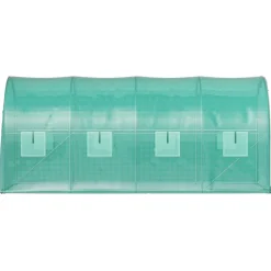 VEVOR Walk-in Tunnel Greenhouse, 15 x 7 x 7 ft Portable Plant Hot House with Galvanized Steel Hoops, 1 Top Beam, Diagonal Poles, Zippered Door & 8 Roll-up Windows, Green