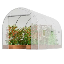 VEVOR Walk-in Tunnel Greenhouse, 9.6x6.4x6.2 ft Hoop House Greenhouse Tunnel, Plant Hot House with Galvanized Steel Frame, White PE Cover, Roll-up Zipper Door and 6 Windows for Outdoor