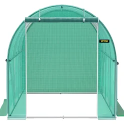 VEVOR Walk-in Tunnel Greenhouse, 15 x 7 x 7 ft Hoop House Greenhouse Tunnel with Watering System, Plant Hot House with Steel Frame, PE Cover, Roll-Up Zipper Door and 8 Windows for Outdoors, Green
