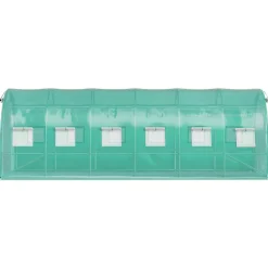 VEVOR Walk-in Tunnel Greenhouse, 20 x 10 x 7 ft Portable Plant Hot House with Galvanized Steel Hoops, 3 Top Beams, Diagonal Poles, 2 Zippered Doors & 12 Roll-up Windows, Green