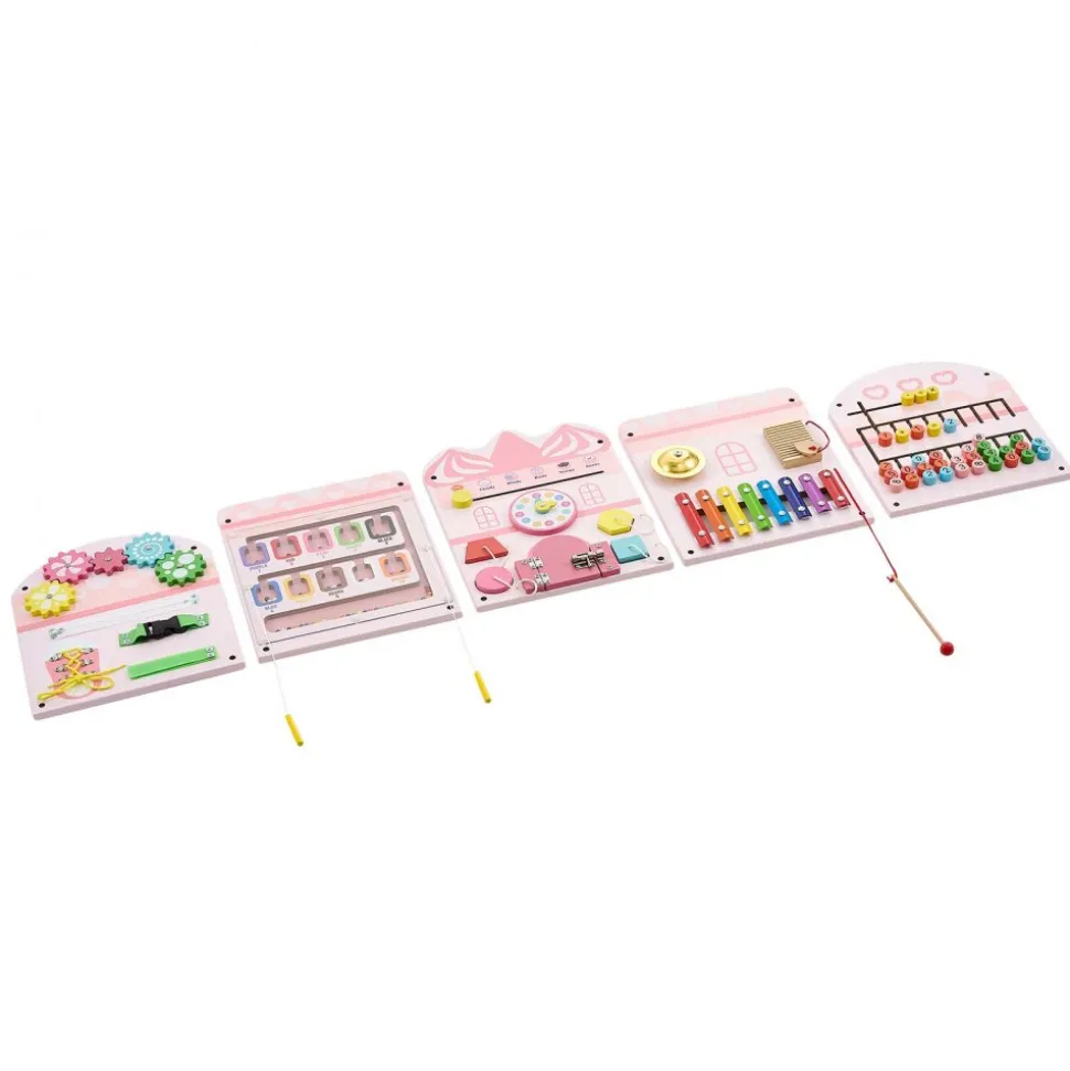 VEVOR Wall Busy Board, 14-in-1 Castle Montessori Sensory Activity Panels, Learning Activity Center for Daycare, Classroom, Playroom, and Home, Sturdy Wooden Educational Toys, with Mounting Hardware