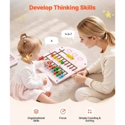 VEVOR Wall Busy Board, 14-in-1 Castle Montessori Sensory Activity Panels, Learning Activity Center for Daycare, Classroom, Playroom, and Home, Sturdy Wooden Educational Toys, with Mounting Hardware