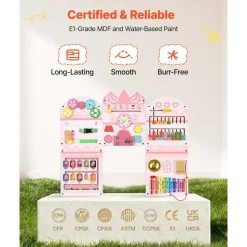 VEVOR Wall Busy Board, 14-in-1 Castle Montessori Sensory Activity Panels, Learning Activity Center for Daycare, Classroom, Playroom, and Home, Sturdy Wooden Educational Toys, with Mounting Hardware