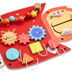 VEVOR Wall Busy Board, 13-in-1 Rocket Montessori Sensory Activity Panels, Learning Activity Center for Daycare, Classroom, Playroom, and Home, Sturdy Wooden Educational Toys, with Mounting Hardware