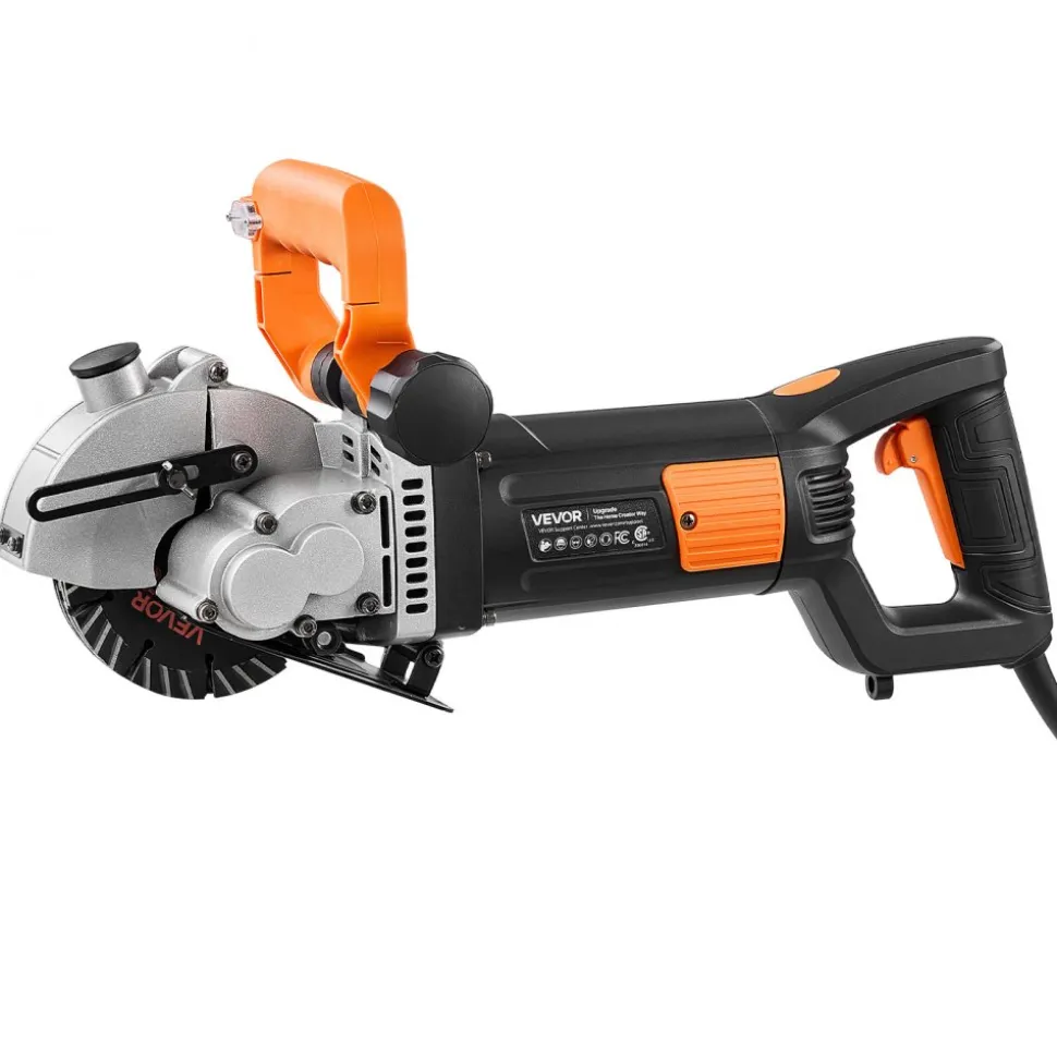 VEVOR Wall Chaser, 4800W Electric Wall Groove Cutting Machine, 6800 RPM Max Speed, Concrete Slotting Cutter with Guide Line, 5 pcs Blades, Adjustable Handle for Cutting Grooves in Brick, Concrete
