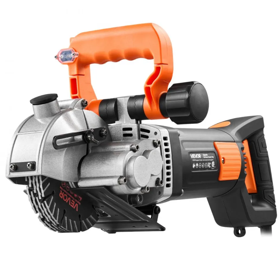 VEVOR Wall Chaser, 4800W Electric Wall Groove Cutting Machine, 6800 RPM Max Speed, Concrete Slotting Cutter with Guide Line, 5 pcs Blades, Adjustable Handle for Cutting Grooves in Brick, Concrete