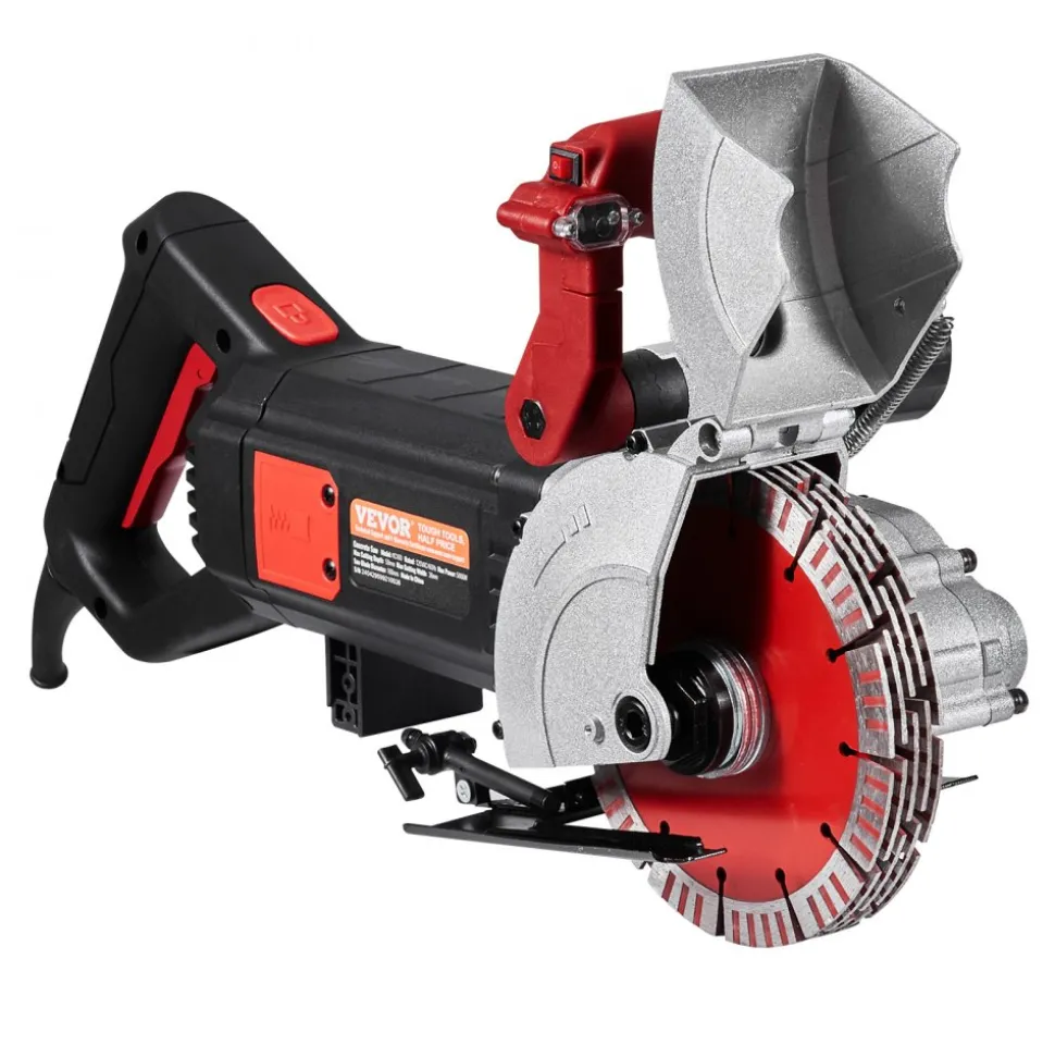 VEVOR Wall Chaser, 2500W 38mm/1.5" Cutting Width,Wall Groove Cutting Machine 52mm/2" Cutting Depth,Wall Slotting Machine With 5 Saw Blades 6.3" Diameter 6300r/Min,One-time Forming Dustless