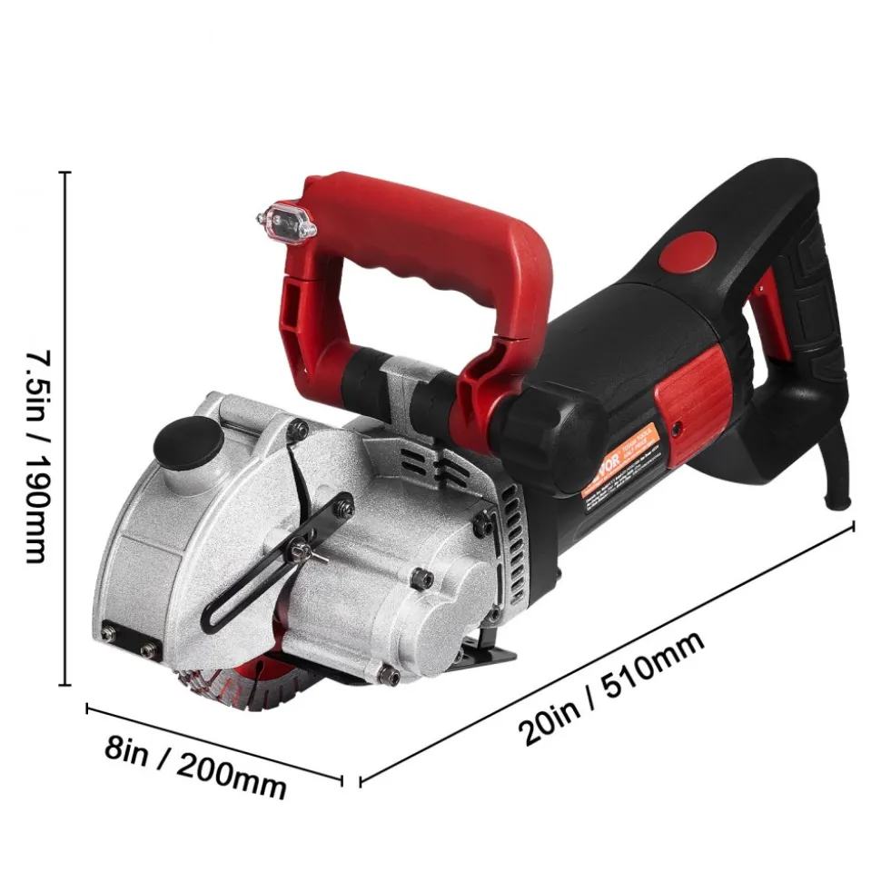 VEVOR Wall Chaser, 2500W 38 mm Cutting Width,Wall Groove Cutting Machine 34MM Cutting Depth,Wall Slotting Machine With 5 Saw Blades 4.5" Diameter 6300r/Min,One-time Forming Dustless