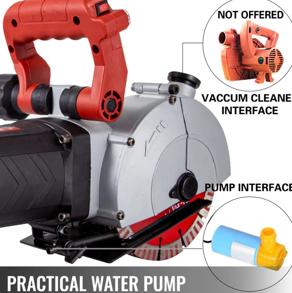VEVOR Wall Chaser, 2500W 38 mm Cutting Width,Wall Groove Cutting Machine 34MM Cutting Depth,Wall Slotting Machine With 5 Saw Blades 4.5" Diameter 6300r/Min,One-time Forming Dustless