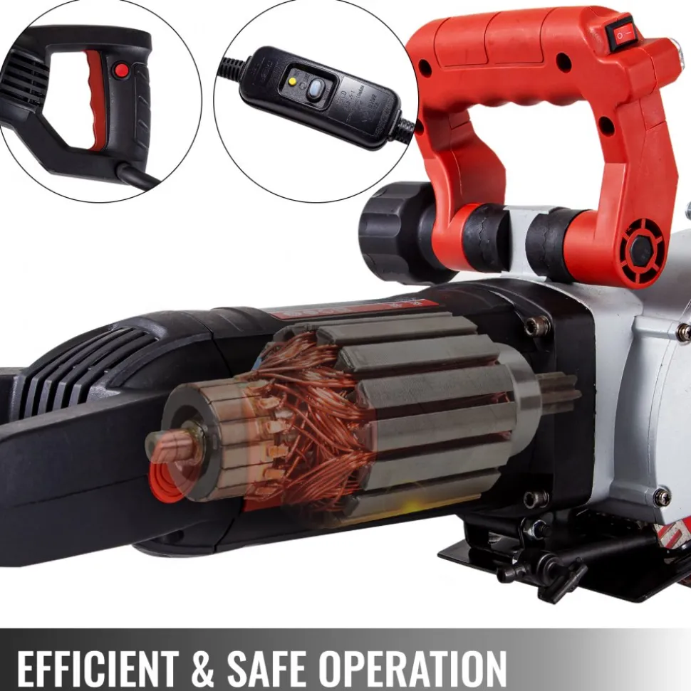 VEVOR Wall Chaser, 2500W 38 mm Cutting Width,Wall Groove Cutting Machine 34MM Cutting Depth,Wall Slotting Machine With 5 Saw Blades 4.5" Diameter 6300r/Min,One-time Forming Dustless
