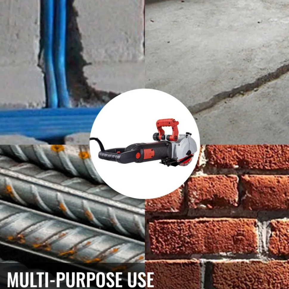 VEVOR Wall Chaser, 2500W 38 mm Cutting Width,Wall Groove Cutting Machine 34MM Cutting Depth,Wall Slotting Machine With 5 Saw Blades 4.5" Diameter 6300r/Min,One-time Forming Dustless