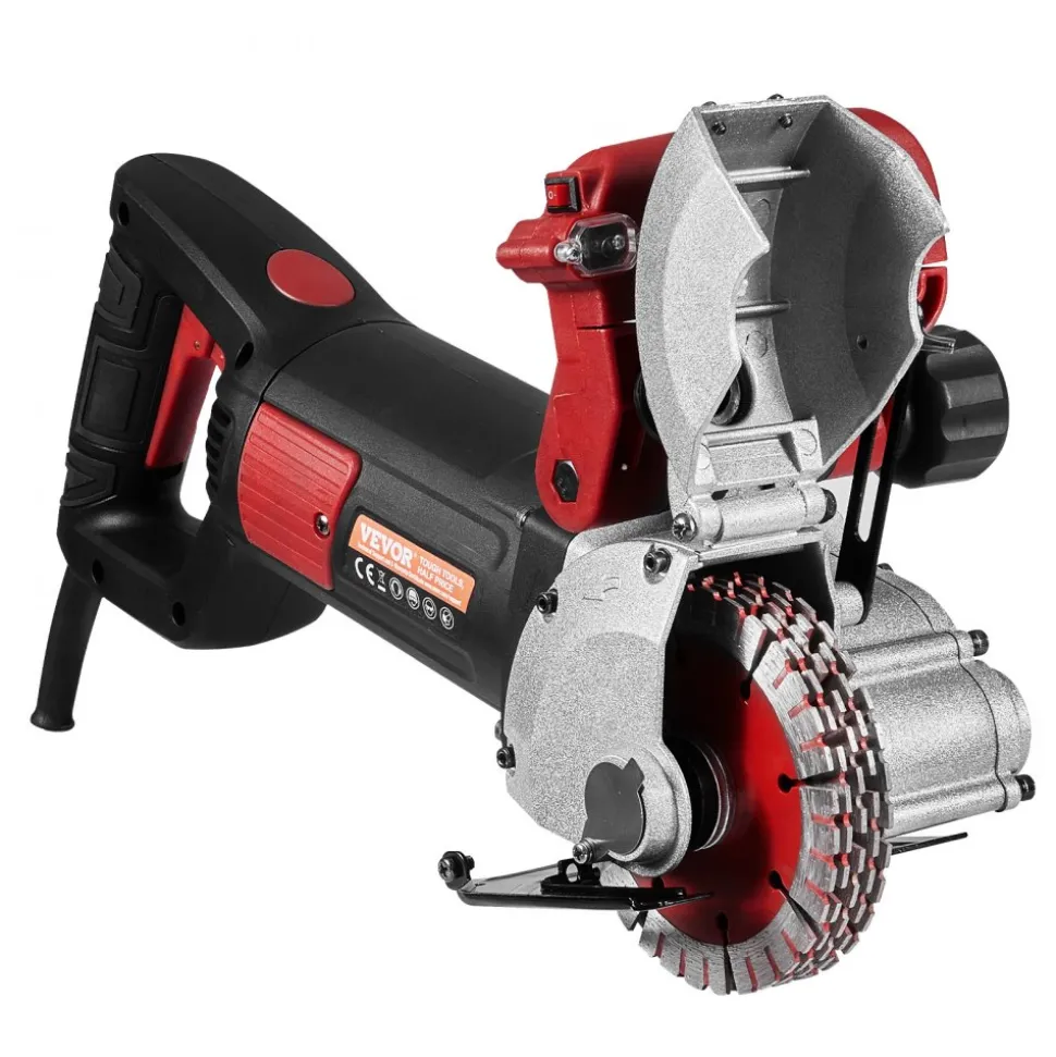 VEVOR Wall Chaser, 2500W 38 mm Cutting Width,Wall Groove Cutting Machine 34MM Cutting Depth,Wall Slotting Machine With 5 Saw Blades 4.5" Diameter 6300r/Min,One-time Forming Dustless