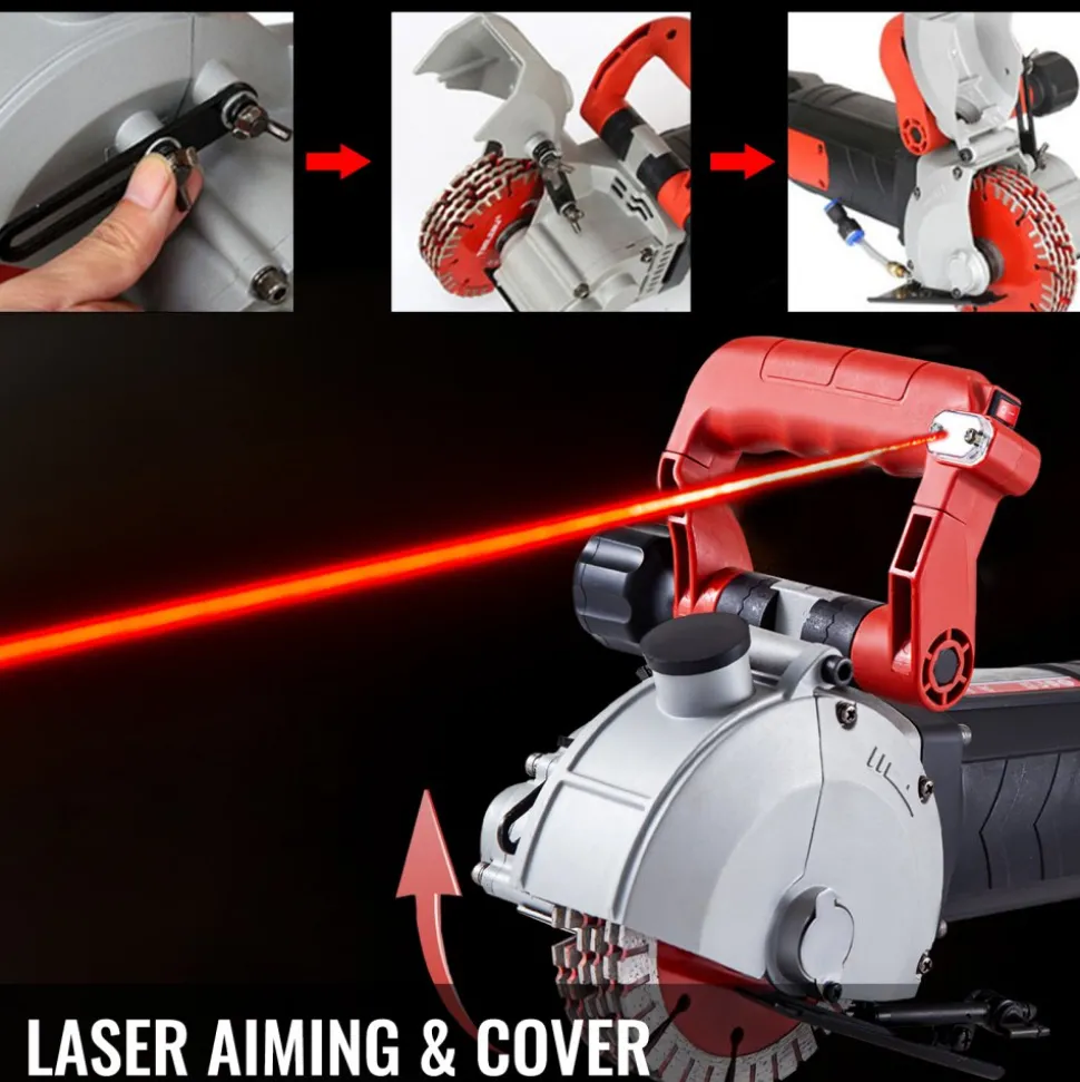 VEVOR Wall Chaser, 2500W 38 mm Cutting Width,Wall Groove Cutting Machine 34MM Cutting Depth,Wall Slotting Machine With 5 Saw Blades 4.5" Diameter 6300r/Min,One-time Forming Dustless
