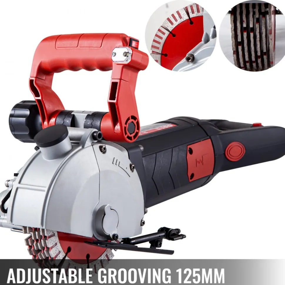 VEVOR Wall Chaser, 2500W 38 mm Cutting Width,Wall Groove Cutting Machine 34MM Cutting Depth,Wall Slotting Machine With 5 Saw Blades 4.5" Diameter 6300r/Min,One-time Forming Dustless