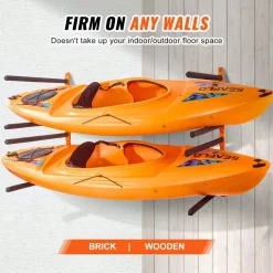 VEVOR Wall Kayak Storage Rack, 4-Capacity Wall Mounted Kayak Holders for Kayak Canoe Paddle Board, Kayak Storage Hooks with Adjustable Padded Arms, 400 LBS Load Kayak Hanger for Indoor Outdoor Garage