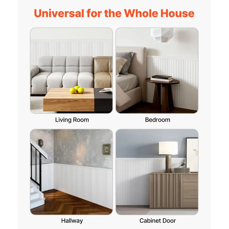 VEVOR Wall Molding Kit, Wainscoting Panels, Lightweight Paintable Polystyrene, Easy to Install, Wide & Narrow Accent Wall Trim for Interior Décor Living Room, Bedroom, White (77.5 x 38.6 in )