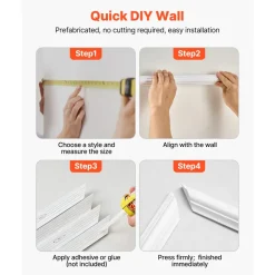 VEVOR Wall Molding 3 Pack, Wainscoting Panels Kit, Lightweight Paintable Polystyrene, Easy to Install Accent Wall Trim for Interior Décor Living Room, Bedroom, Home, White (31x63 + 31x24 in)