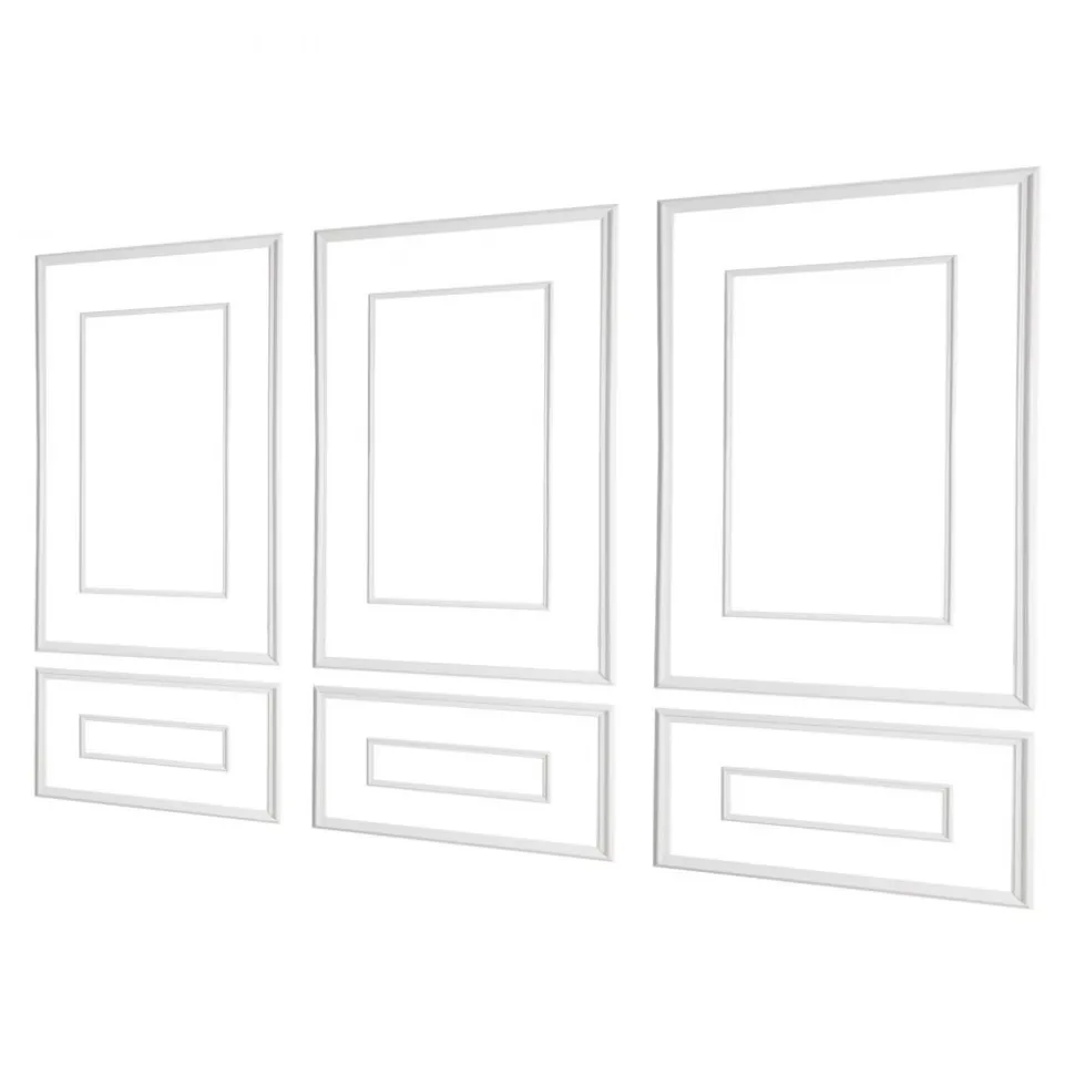 VEVOR Wall Molding 3 Pack, Wainscoting Panels Kit with Dual-Line Wide & Narrow Profile, Lightweight Paintable Polystyrene, Easy to Install Accent Wall Trim for Interior Living Room, Bedroom,White