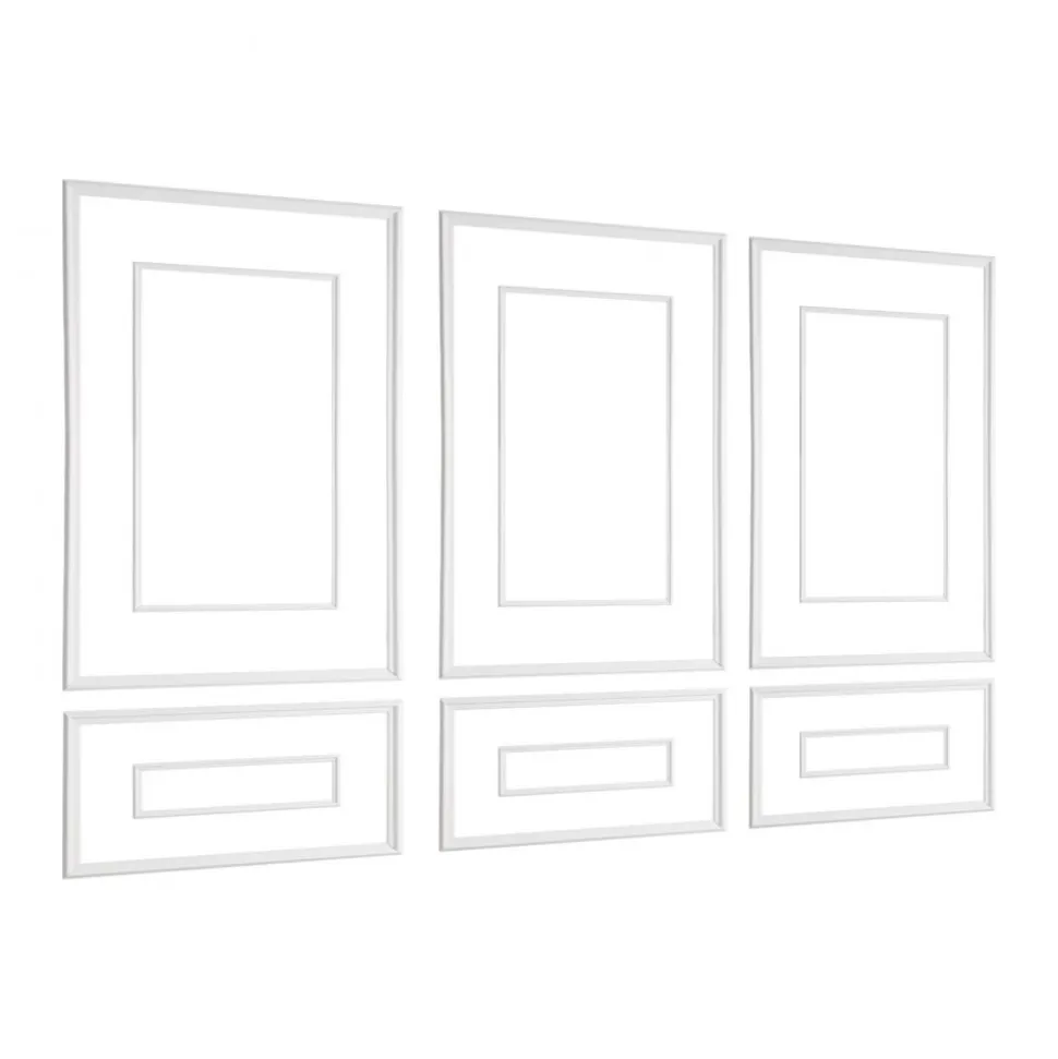 VEVOR Wall Molding 3 Pack, Wainscoting Panels Kit with Dual-Line Wide & Narrow Profile, Lightweight Paintable Polystyrene, Easy to Install Accent Wall Trim for Interior Living Room, Bedroom,White