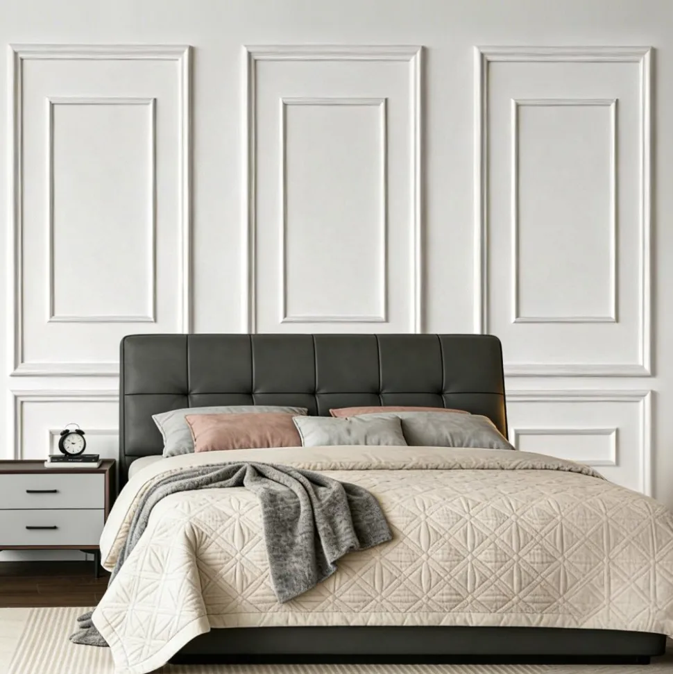 VEVOR Wall Molding 3 Pack, Wainscoting Panels Kit with Dual-Line Wide & Narrow Profile, Lightweight Paintable Polystyrene, Easy to Install Accent Wall Trim for Interior Living Room, Bedroom,White