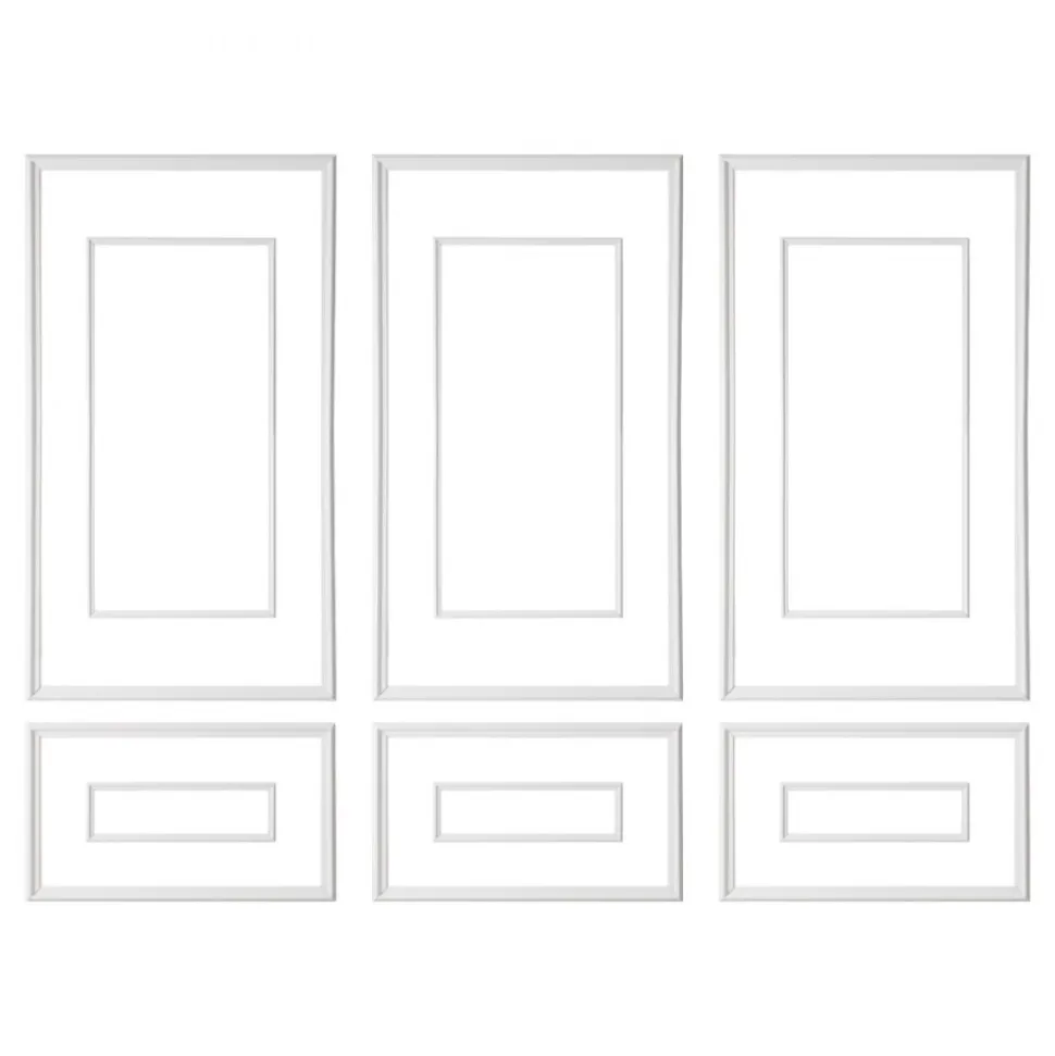 VEVOR Wall Molding 3 Pack, Wainscoting Panels Kit with Dual-Line Wide & Narrow Profile, Lightweight Paintable Polystyrene, Easy to Install Accent Wall Trim for Interior Living Room, Bedroom,White