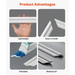 VEVOR Wall Molding 6 Pack, Wainscoting Panels Kit, Lightweight Paintable Polystyrene, Easy to Install, Waterproof Accent Wall Trim for Interior Décor Living Room, Bedroom, White (24x54 + 24x24 in)