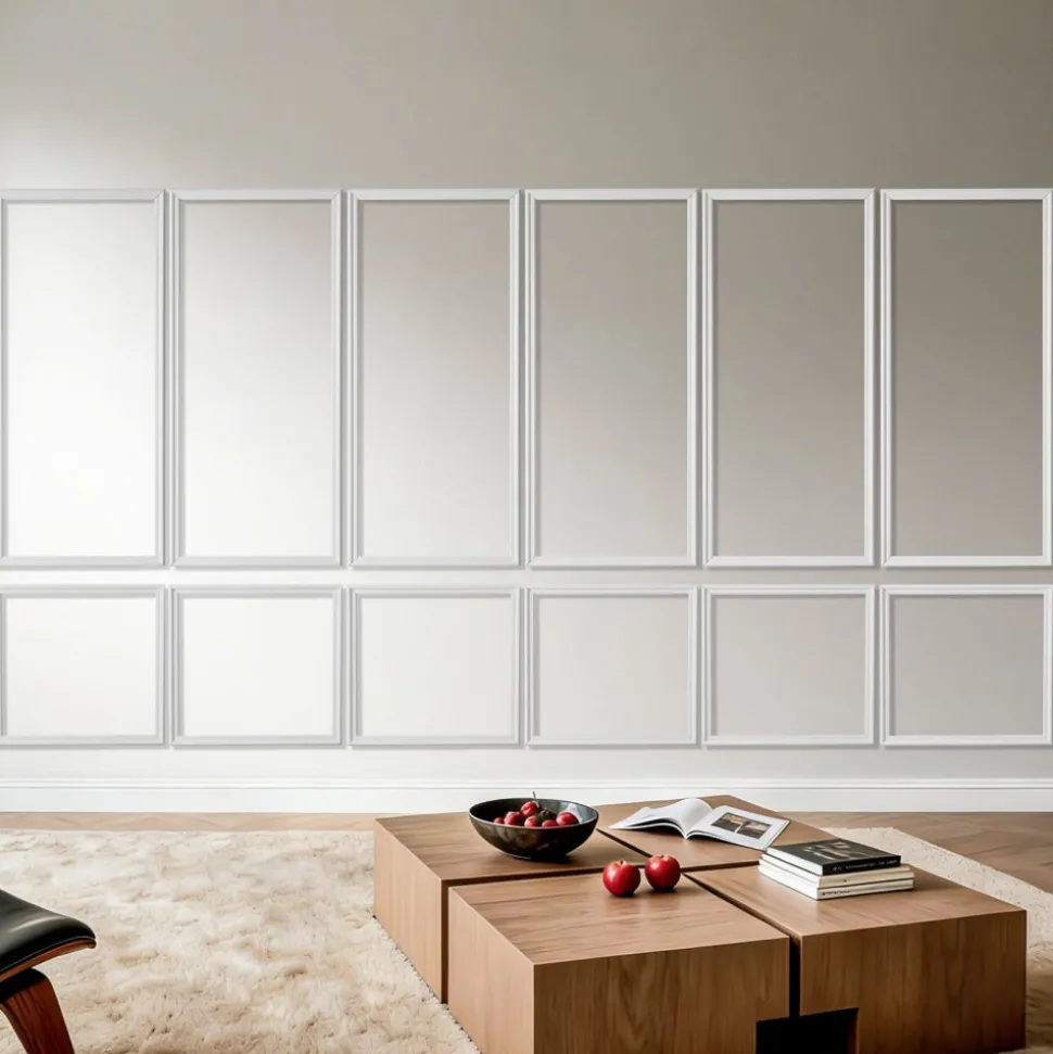 VEVOR Wall Molding 6 Pack, Wainscoting Panels Kit, Lightweight Paintable Polystyrene, Easy to Install, Waterproof Accent Wall Trim for Interior Décor Living Room, Bedroom, White (24x54 + 24x24 in)