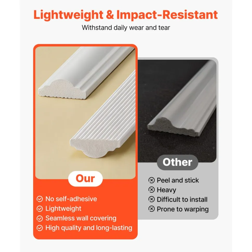 VEVOR Wall Molding 12 Pack, 20 x 20 in Wainscoting Panels Kit, Lightweight Paintable Polystyrene, Easy to Install, Waterproof Accent Wall Trim for Interior Décor Living Room, Bedroom, Home, White
