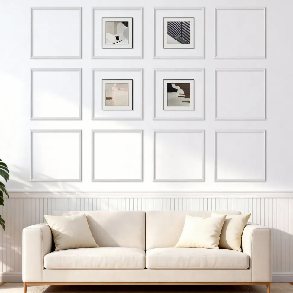 VEVOR Wall Molding 12 Pack, 20 x 20 in Wainscoting Panels Kit, Lightweight Paintable Polystyrene, Easy to Install, Waterproof Accent Wall Trim for Interior Décor Living Room, Bedroom, Home, White