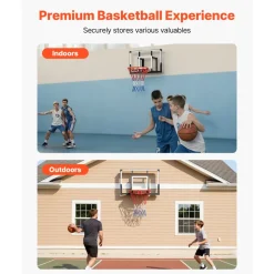 VEVOR Wall Mount Basketball Hoop, 44-inch PC Backboard Mounted Basketball Hoop Outdoor with Solid Steel, 0.08 inch Thickened Backboard, Thickened Woven Nylon Basketballs Net, Indoor & Outdoor Use