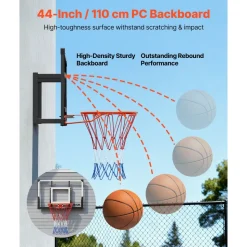 VEVOR Wall Mount Basketball Hoop, 44-inch PC Backboard Mounted Basketball Hoop Outdoor with Solid Steel, 0.08 inch Thickened Backboard, Thickened Woven Nylon Basketballs Net, Indoor & Outdoor Use