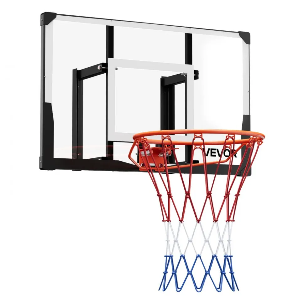 VEVOR Wall Mount Basketball Hoop, 44-inch PC Backboard Mounted Basketball Hoop Outdoor with Solid Steel, 0.08 inch Thickened Backboard, Thickened Woven Nylon Basketballs Net, Indoor & Outdoor Use