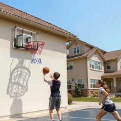 VEVOR Wall Mount Basketball Hoop, 44-inch PC Backboard Mounted Basketball Hoop Outdoor with Solid Steel, 0.08 inch Thickened Backboard, Thickened Woven Nylon Basketballs Net, Indoor & Outdoor Use
