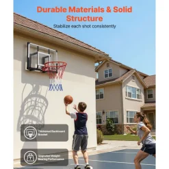 VEVOR Wall Mount Basketball Hoop, 44-inch PC Backboard Mounted Basketball Hoop Outdoor with Solid Steel, 0.08 inch Thickened Backboard, Thickened Woven Nylon Basketballs Net, Indoor & Outdoor Use