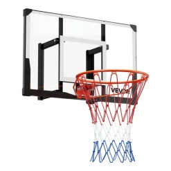 VEVOR Wall Mount Basketball Hoop, 44-inch PC Backboard Mounted Basketball Hoop Outdoor with Solid Steel, 0.08 inch Thickened Backboard, Thickened Woven Nylon Basketballs Net, Indoor & Outdoor Use