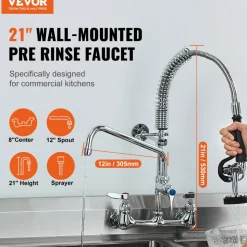 VEVOR Wall-Mounted Brass Kitchen Faucet, 21