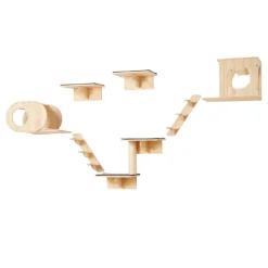 VEVOR Wall Mounted Cat Shelves, Cat Wall Shelves and Perches with Jumping Boards, Cat Beds, Hammocks & Cat Tree, Cat Furniture and Shelves up to 40 lbs for Sleeping, Playing, Climbing, Set of 7