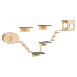 VEVOR Wall Mounted Cat Shelves, Cat Wall Shelves and Perches with Jumping Boards, Cat Beds, Hammocks & Cat Tree, Cat Furniture and Shelves up to 40 lbs for Sleeping, Playing, Climbing, Set of 7