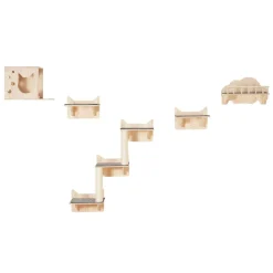 VEVOR Wall Mounted Cat Shelves, Cat Wall Shelves and Perches with Jumping Boards, Nest, Barrier Board & Cat Tree, Cat Floating Furniture up to 40 lbs for Sleeping, Playing, Climbing, Set of 5